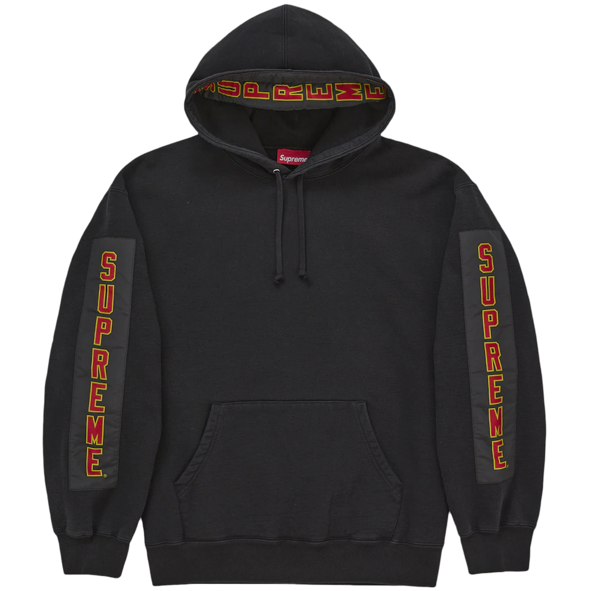 Sort Supreme Woven Patches Hooded Sweatee Shirt Black - Supreme Shirt  - None