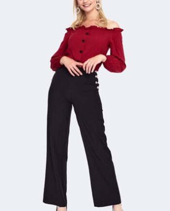 Højtaljet Sorte Bukser Med Hjerteknapper Miss Heart Pants - Jeans