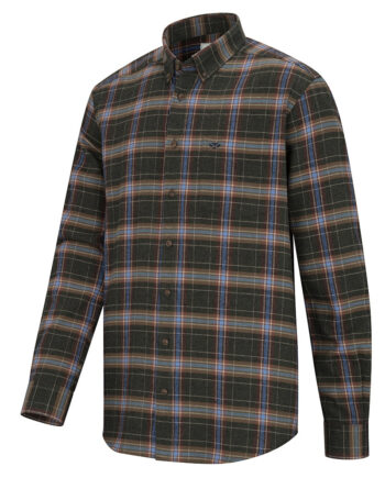 Pitlessie Button Down Flannel Shirt Thyme Cobblestone - Hoggs Of Fife Shirt