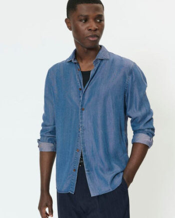 Medium Washed D Mamarc Short Denim Shirt - Matinique Shirt  - 5715751340750