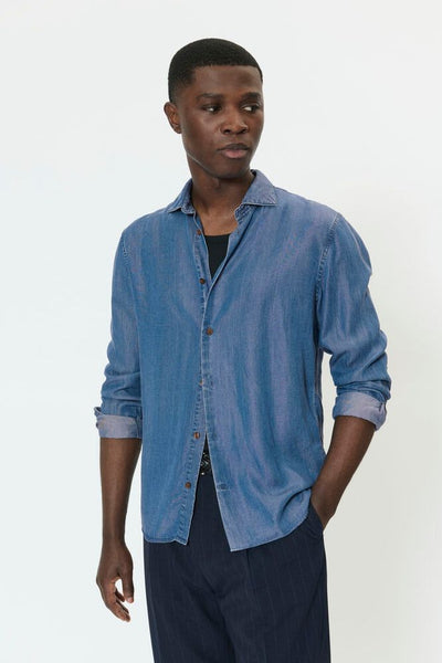 Medium Washed D Mamarc Short Denim Shirt - Matinique Shirt - 5715751340750
