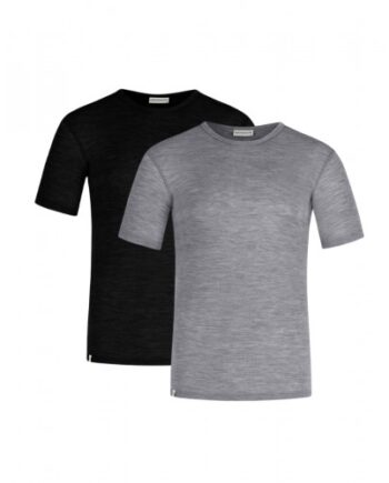 Sort Kortærmet Shirt Til Herre 100 Merino Uld Pak Black Grey - Byhappyme Shirt  - 5715701011778