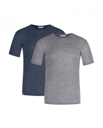 Kortærmet Shirt Til Herre 100 Merino Uld Pak Navy Grey - Byhappyme Shirt  - 5715701011778