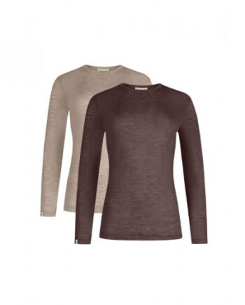 Langærmet Shirt Til Dame 100 Merino Uld Pak Beige Plum Melange - Byhappyme Shirt  - 5715701010801