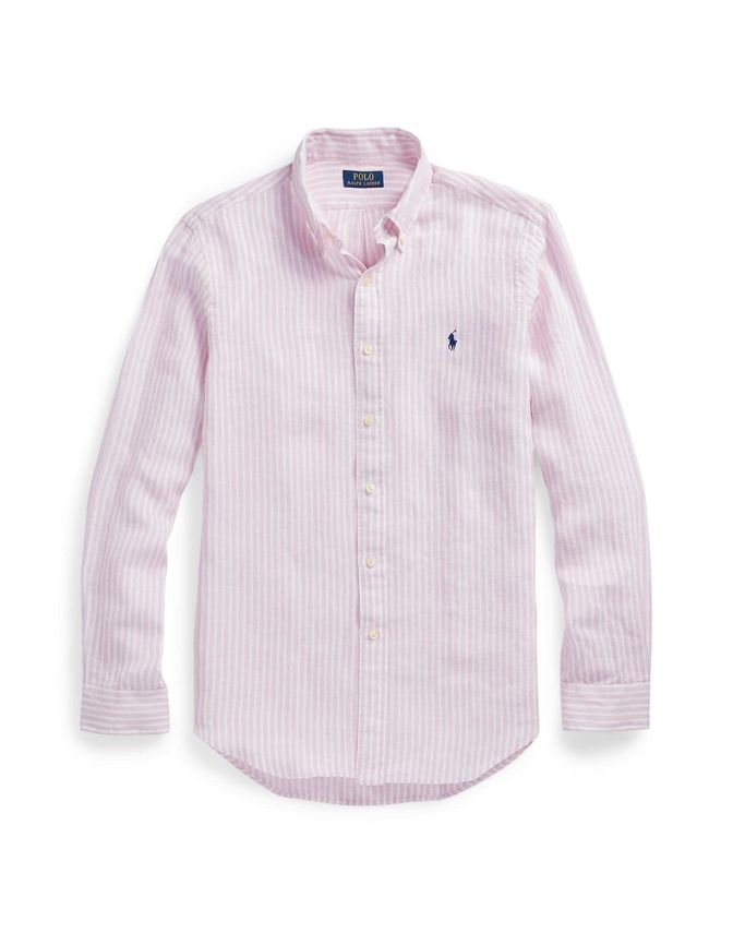 2XL Custom Fit Striped Linen Shirt - Ralph Lauren Shirt  - 3616534011114