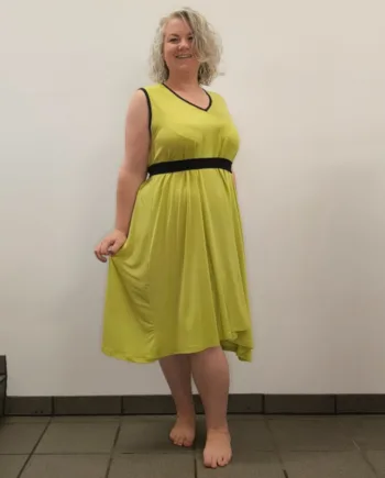 Gul Løs Plus Size Kjole Moon Soft Lime - Amamiko Jeans