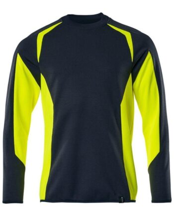 Mascot Accel Safe Sweatee Shirt Moderne Pasform 22084 781 Mørk Marine Vis Gul Sweatee Shirt Discount Herre - Mascot Shirt  - 5711074974139