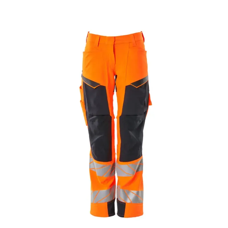 Mascot Accelerate Safe Bukser Med Knælommer 19078 511 Dame Vis Orange Mørk Marine - Mascot Jeans - 5711074823963