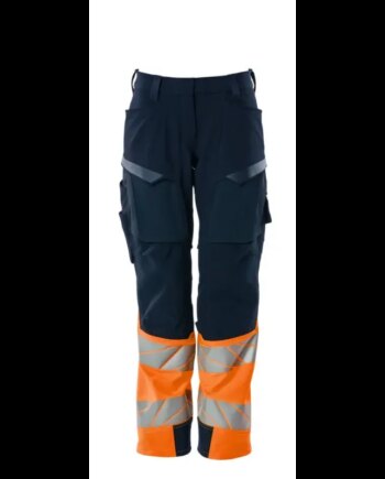Mascot Accelerate Safe Bukser Med Knælommer 19178 511 Dame Mørk Marine Vis Orange - Mascot Jeans  - 5711074825462
