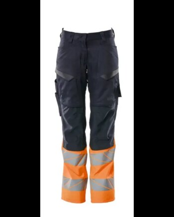 Mascot Accelerate Safe Bukser Med Knælommer 19678 236 Dame Mørk Marine Vis Orange - Mascot Jeans  - 5711074828210