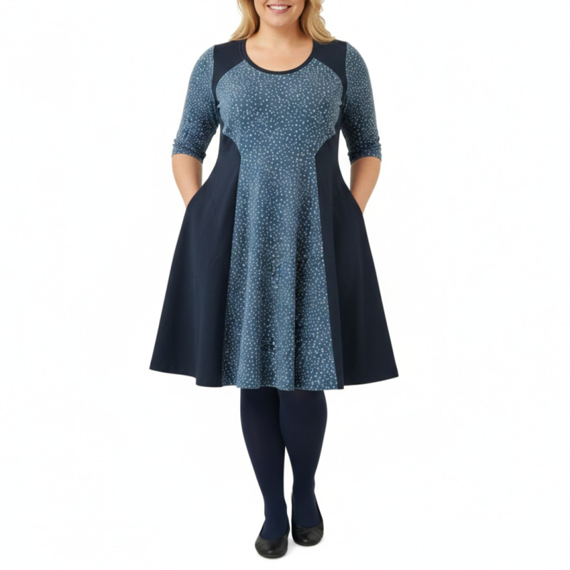 Blå Plus Size Kjole Meika Blue Dot - Amamiko Jeans