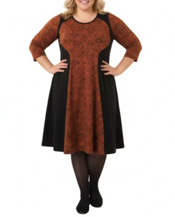 Brun Plus Size Kjole Meika Chocolate Doodles - Amamiko Jeans