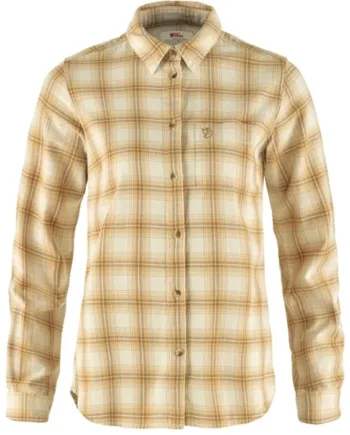 Hvid Fjallraven Vik Flannel Shirt Woman Chalk White Dune Beige Skjorter - Fjällräven Shirt  - 7323450934330