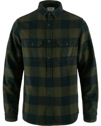 Grøn Fjallraven Vik Heavy Flannel Shirt Herre Mænd Deep Forest Dark Navy Skjorter - Fjällräven Shirt  - 7323451063107