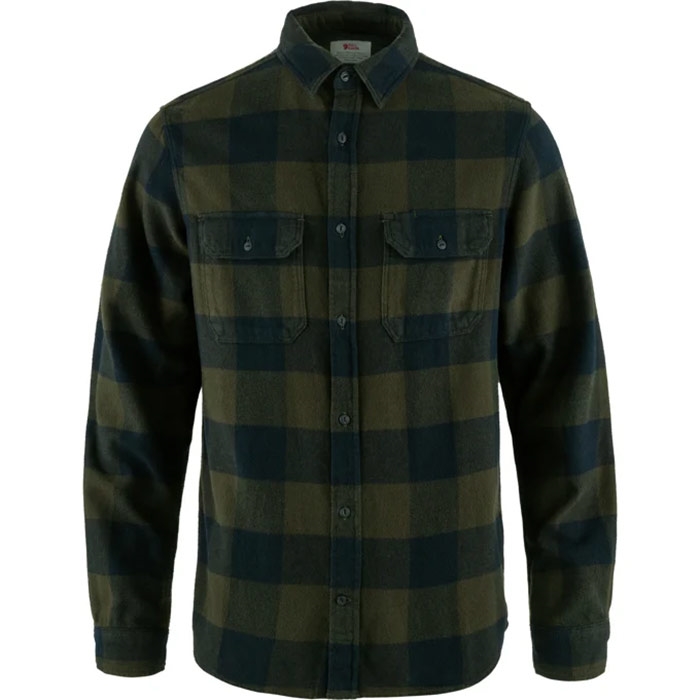 Grøn Fjallraven Vik Heavy Flannel Shirt Herre Mænd Deep Forest Dark Navy Skjorter - Fjällräven Shirt - 7323451063107
