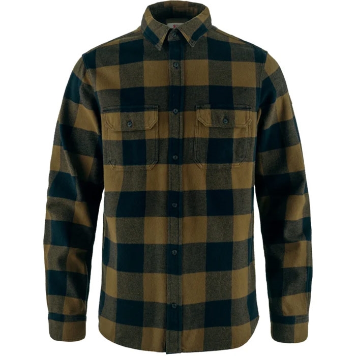 Mørkeblå Fjallraven Vik Heavy Flannel Shirt Herre Mænd Wood Brown Dark Navy 2xl Skjorter - Fjällräven Shirt - 7323451063206