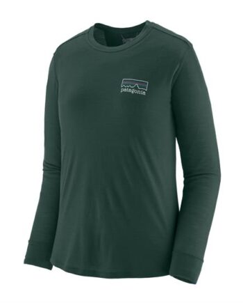 Grøn Patagonia Womens Cap Cool Merino Blend Shirt Fitz Cascade Green - Patagonia Shirt  - 198077174684