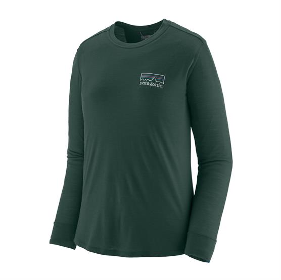 Grøn Patagonia Womens Cap Cool Merino Blend Shirt Fitz Cascade Green - Patagonia Shirt - 198077174684