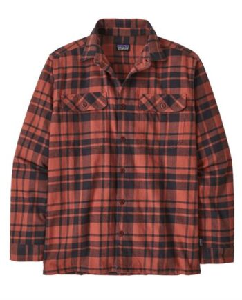Patagonia Mens Organic Cotton Fjord Flannel Shirt Ice Caps Burl Red - Patagonia Shirt  - 195699850989