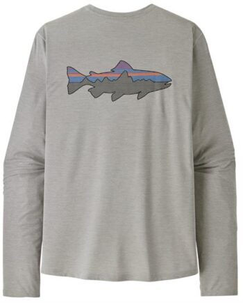 Patagonia Mens Cap Cool Sun Shirt Fitz Roy Trout Crisp Grey - Patagonia Shirt