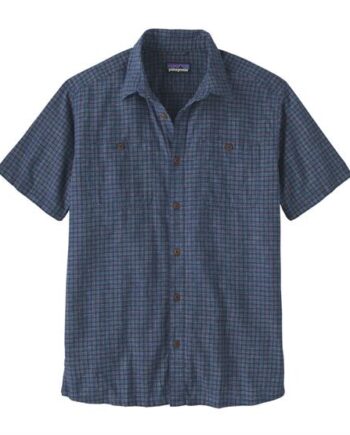 Patagonia Mens Back Step Shirt Rainfall Plaid Stone Blue - Patagonia Shirt  - 195699504523