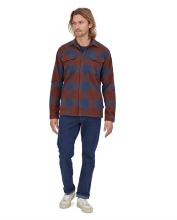 Patagonia Mens Organic Cotton Fjord Flannel Shirt Mountain Plaid: Smolder Blue - Patagonia Shirt  - 194187692735