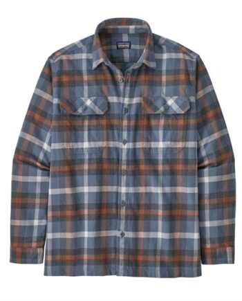 Patagonia Mens Organic Cotton Fjord Flannel Shirt Forage Plume Grey - Patagonia Shirt  - 195699169029
