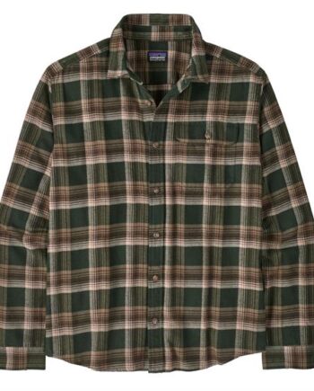 Grøn Patagonia Mens Fjord Flannel Shirt Cozy Cabin Treeline Green - Patagonia Shirt