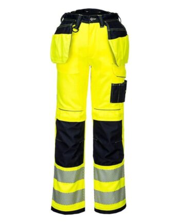 Sort Portwest Pw3 Vis Stretch Bukser Med Hængelommer Pw306 Gul Bukser Portwest Underdele - Portwest Jeans  - 5036108340002