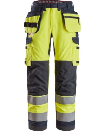 Snickers Arbejdsbukser Med Hylsterlommer Ens Lårlommer Klasse 6261 Gul Navy Bukser Bukser 1149 - Snickers Jeans  - 7332515384393