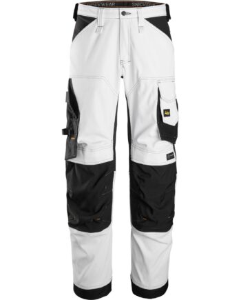 Hvid Snickers Bukser Stretch Lose Fit Sort 6351 Sort Bukser Arbejdsbukser Cordura - Snickers Jeans  - 7332515578815