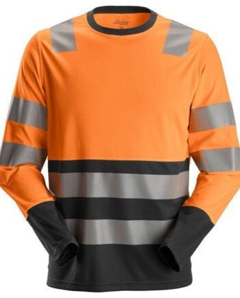 Snickers Shirt Lange ærmer 2433 Orange Koksgrå Shirts Iso 20471 Klasse Vis - Snickers Shirt  - 7332515291929