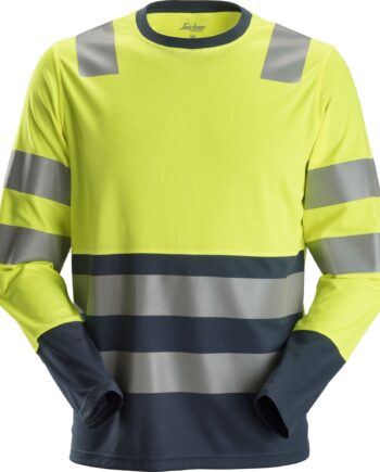 Snickers Shirt Lange ærmer 2433 Gul Navy Shirts Iso 20471 Klasse Vis - Snickers Shirt  - 7332515325563