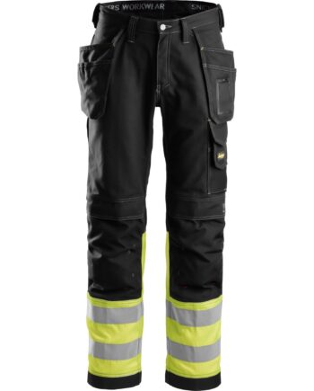 Snickers Buks Hylsterlommer High Vis Klasse 3235 Sort Gul Bukser Discount Iso 20471 Klasse - Snickers Jeans  - 7332515120601