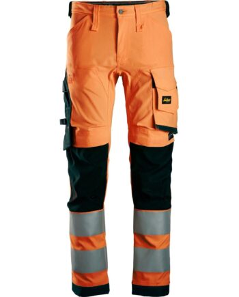 Sort Snickers Bukser Stretch Vis Klasse 6343 Orange Bukser Arbejdsbukser Cordura - Snickers Jeans  - 7332515409799