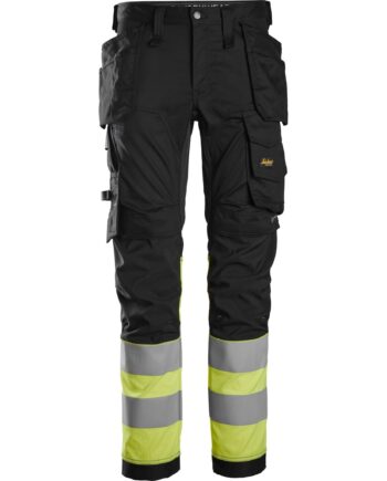 Snickers Bukser Stretch Med Hylsterlommer Vis Klasse 6234 Sort Gul Bukser Arbejdsbukser Cordura - Snickers Jeans  - 7332515417985
