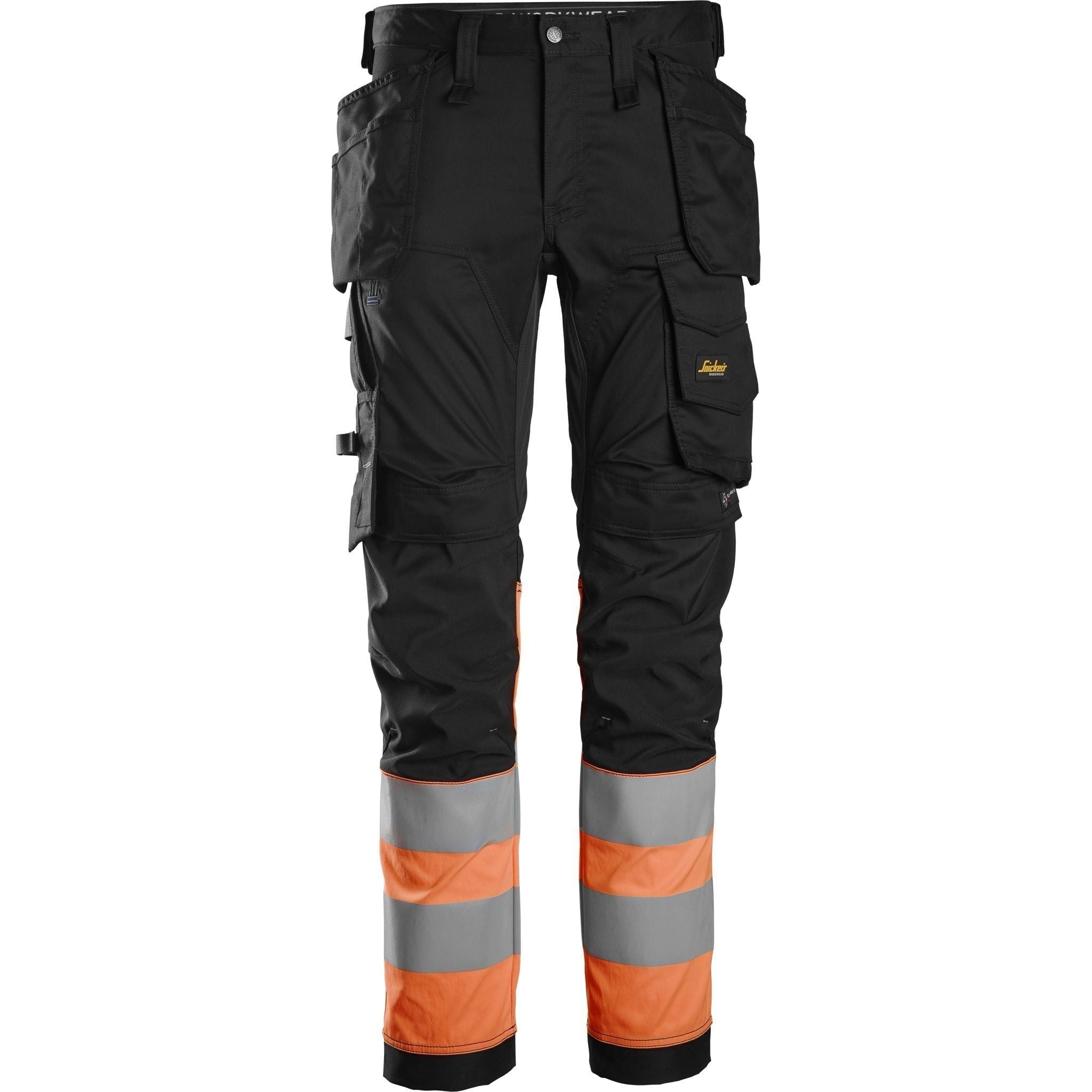 Snickers Bukser Stretch Med Hylsterlommer Vis Klasse 6234 Sort Orange Bukser Arbejdsbukser Cordura - Snickers Jeans - 7332515417329