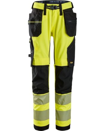 Sort Snickers Bukser Stretch Med Hylsterlommer Vis Klasse 6943 Gul Bukser Arbejdsbukser Cordura - Snickers Jeans  - 7332515562043