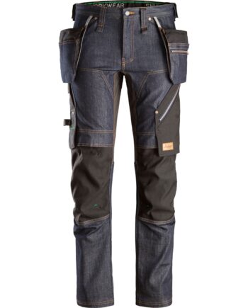 Sort Snickers Flexiwork Bukser Med Hylsterlommer 6955 Denim Bukser Arbejdsbukser Cordura - Snickers Jeans  - 7332515316981