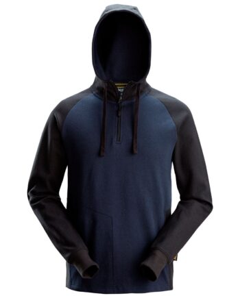 Sort Snickers Hættetrøje Farvet Kort Lynlås 2842 Navy Sweatee Shirt Herre Overdele - Snickers Shirt  - 7332515592484
