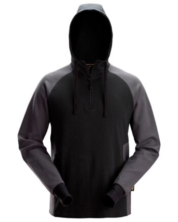 Snickers Hættetrøje Farvet Kort Lynlås 2842 Sort Koksgrå Sweatee Shirt Herre Overdele - Snickers Shirt  - 7332515592347