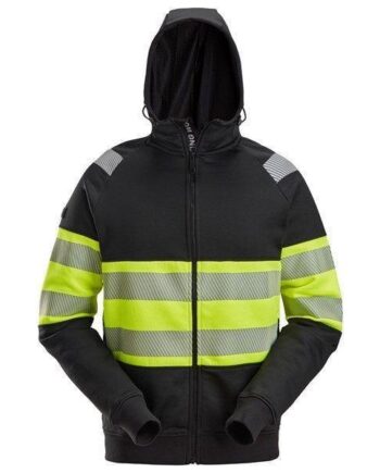 Snickers Hættetrøje Med Lynlås Vis Klasse 2838 Sort Gul Sweatee Shirt Herre Hættetrøje - Snickers Shirt  - 7332515544186