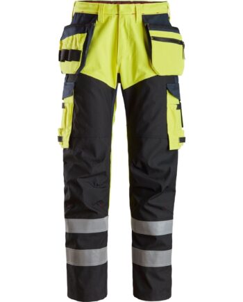 Snickers High Vis Bukser Med Hylsterlommer Forstærkning Ben Klasse 6265 Gul Navy Bukser Arbejdsbukser Bukser - Snickers Jeans  - 7332515405081