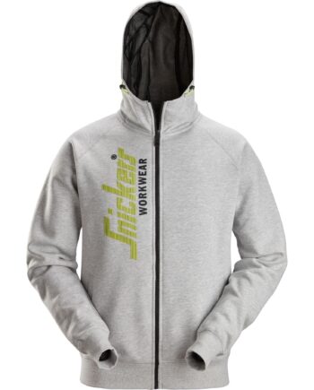 Snickers Logo Hættetrøje Med Lynlås 2846 Lys Gråmaleret Sweatee Shirt Herre Overdele - Snickers Shirt  - 7332515591210