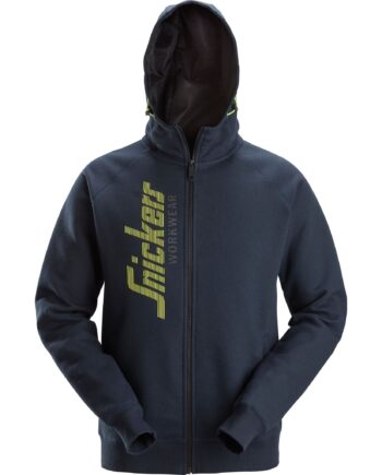 Snickers Logo Hættetrøje Med Lynlås 2846 Navy Sweatee Shirt Herre Overdele - Snickers Shirt  - 7332515591289
