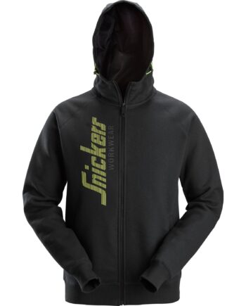 Sort Snickers Logo Hættetrøje Med Lynlås 2846 Sweatee Shirt Herre Overdele - Snickers Shirt  - 7332515591142