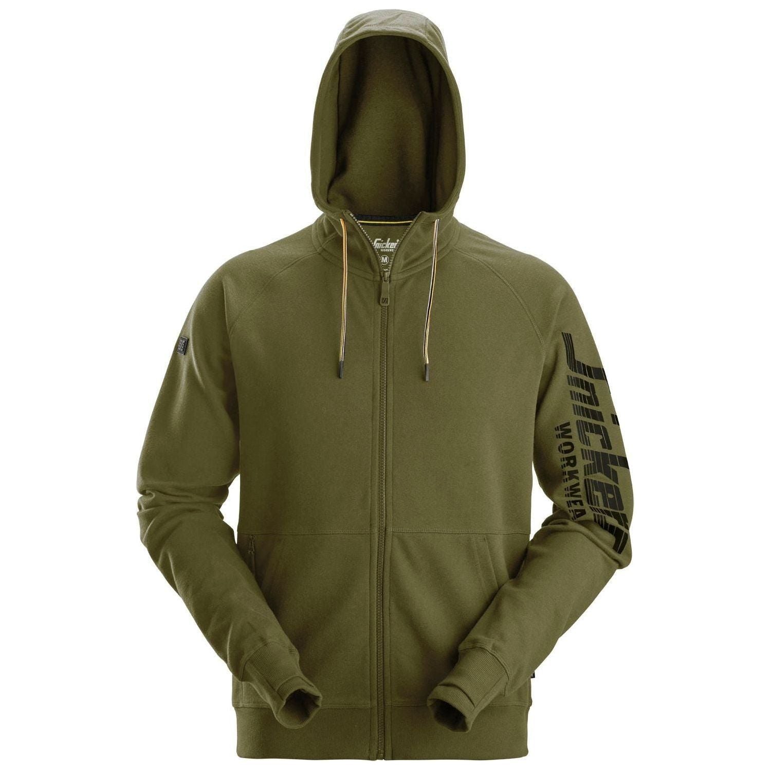 Snickers Logo Hættetrøje Med Lynlås 2895 Khaki Sweatee Shirt Snickers Trøjer - Snickers Shirt - 7332515567994