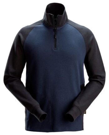 Sort Snickers Sweatee Shirt Farvet Kort Lynlås 2841 Navy Sweatee Shirt Snickers Trøjer - Snickers Shirt  - 7332515592279