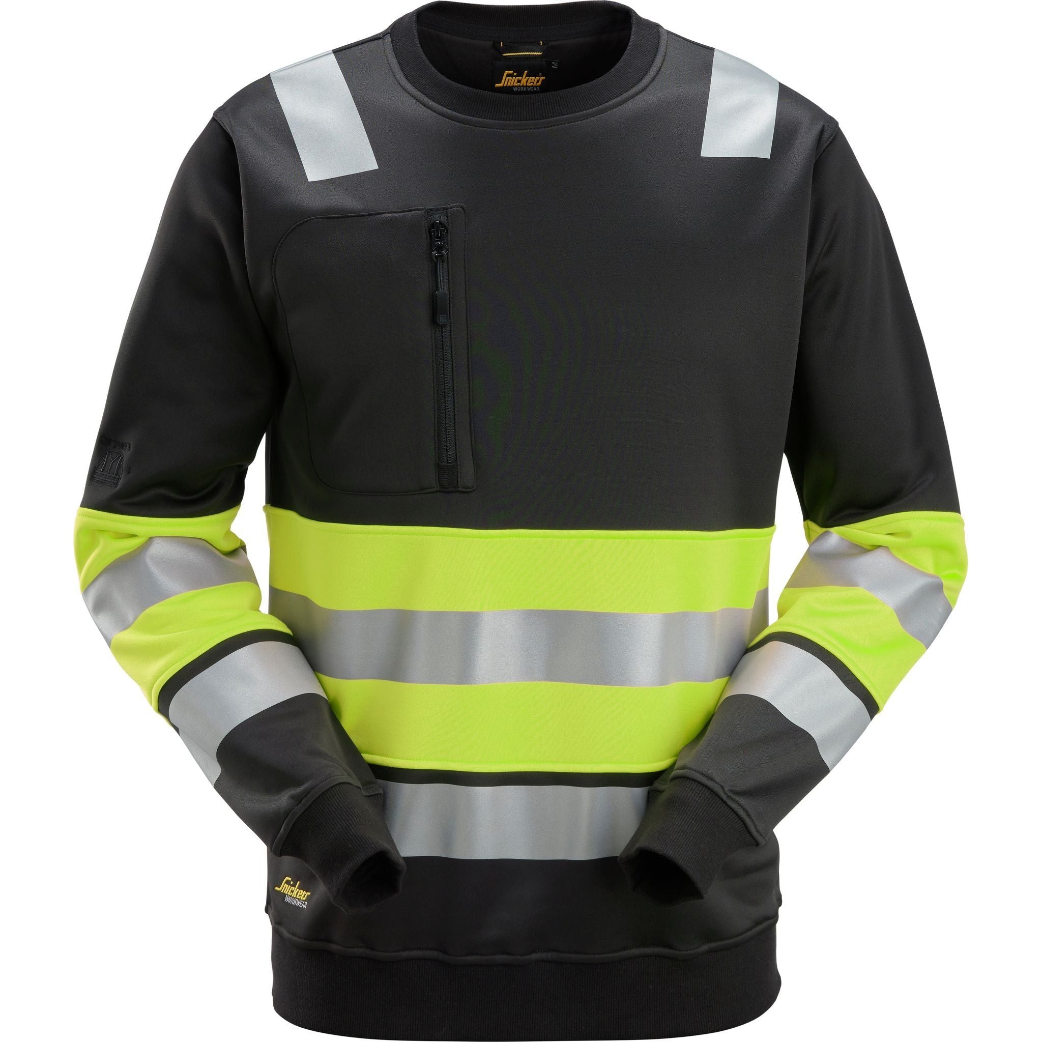 Snickers Sweatee Shirt High Vis Klasse 8031 Sort Gul Sweatee Shirt Vis Overdele - Snickers Shirt - 7332515550767
