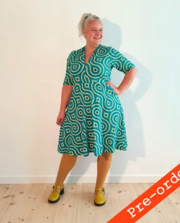 Blå Takasaki Kjole Turquoise Swirls - Amamiko Jeans